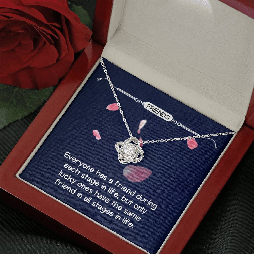 Personalized BFF Bestfriend Necklace  for Her Valentines Birthday Anniversary Gift Love Knot Necklace for Women with Message  Card