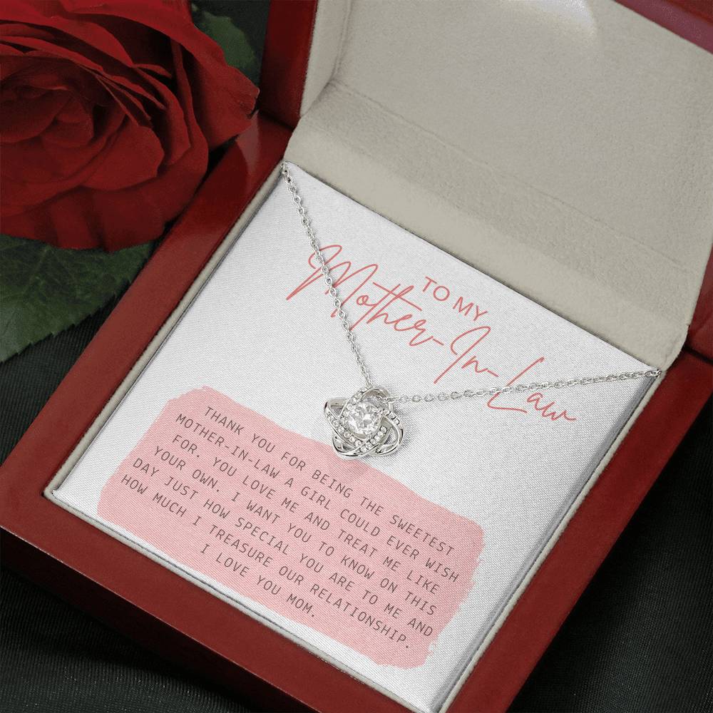 Personalized Gift For Mother In Law Love Knot Pendent From Bride Groom On Birthday Mother's Day