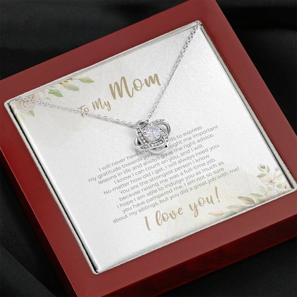 Necklace Gift To My Mom Love Knot Pendent From Her Kids On Mothers Day