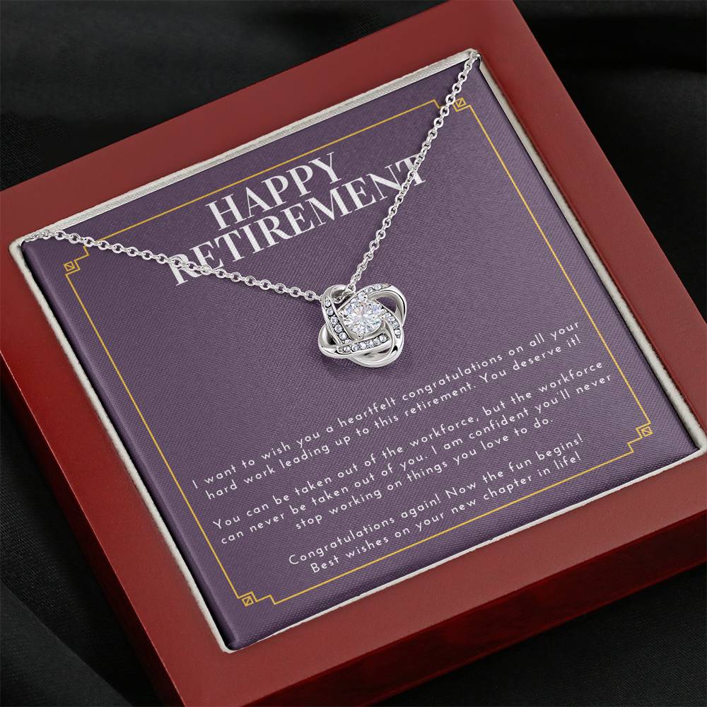 Personalized Retirement Necklace Gift For Employee Boss Friend Love Knot Pendent On Her Retirement Ceremony