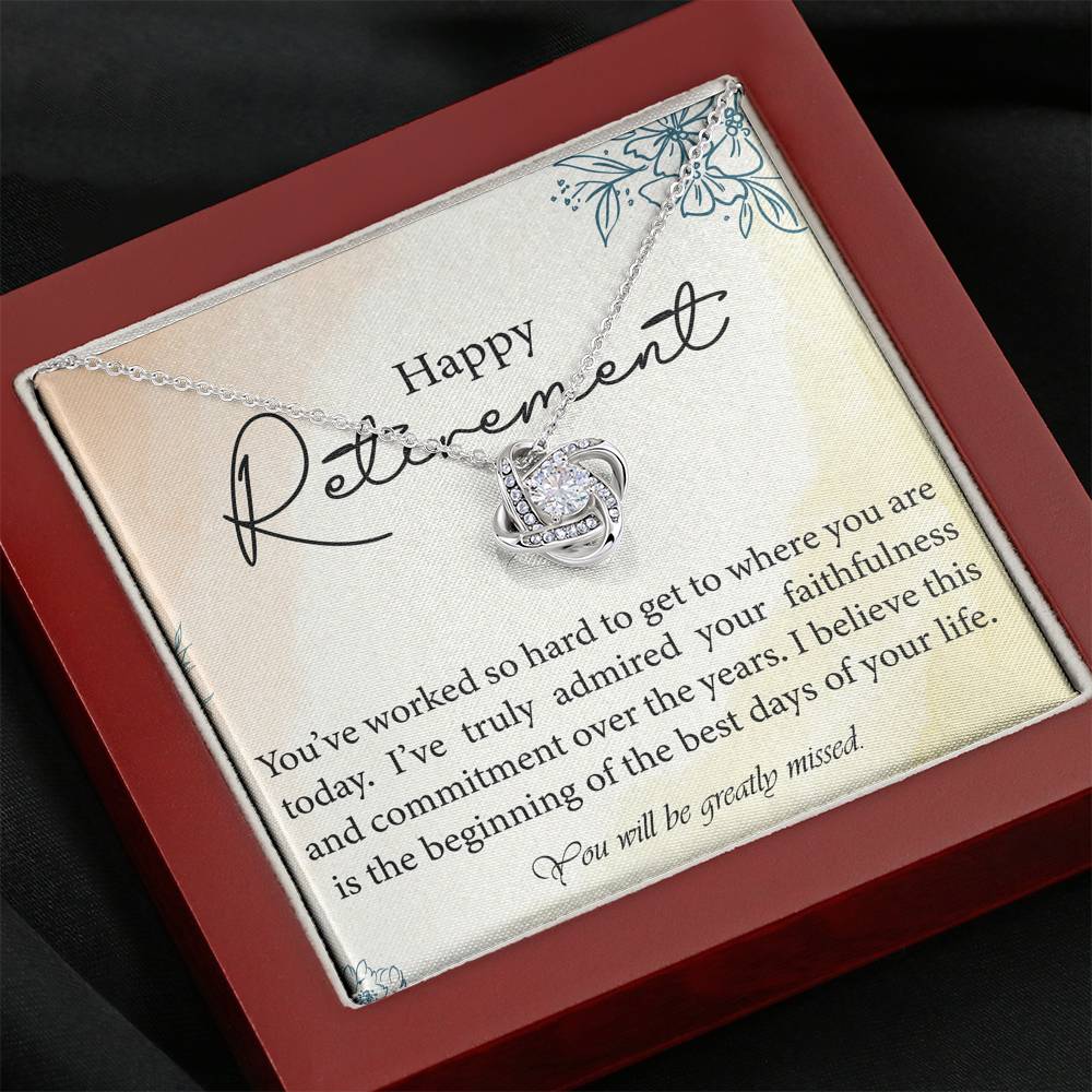 Personalized Retirement Gift for Mom Grandmother Aunt Birthday Gift Love Knot Necklaces for Women with Message  Card