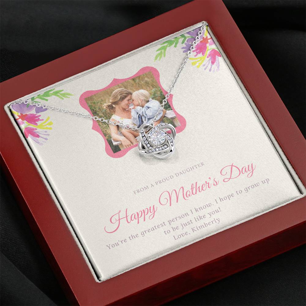 Personalized Gift For Mom Necklace for Mama Mother's Day Sentimental Birthday Gift Love Knot Necklace for Women with Message  Card