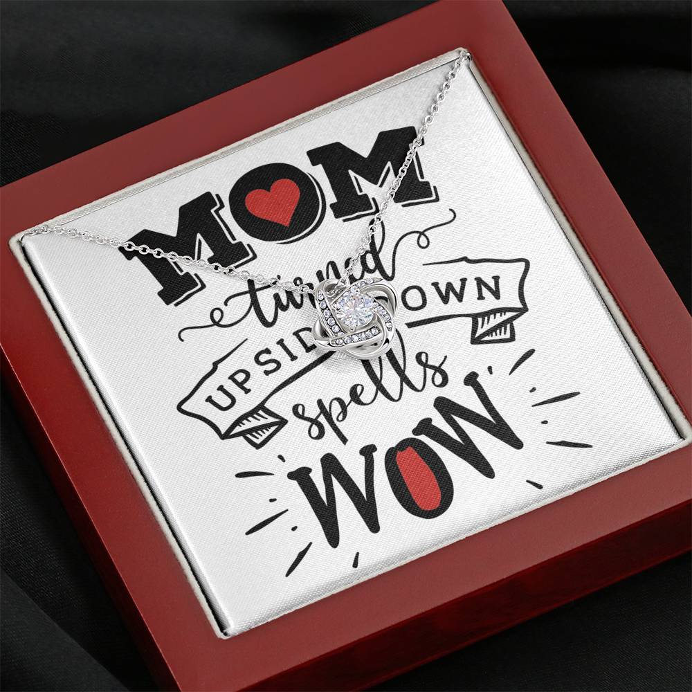 Personalized Gift Mother Necklace for Mom Valentines Birthday Gift Silver Jewelry Love Knot Necklace for Women with Message  Card