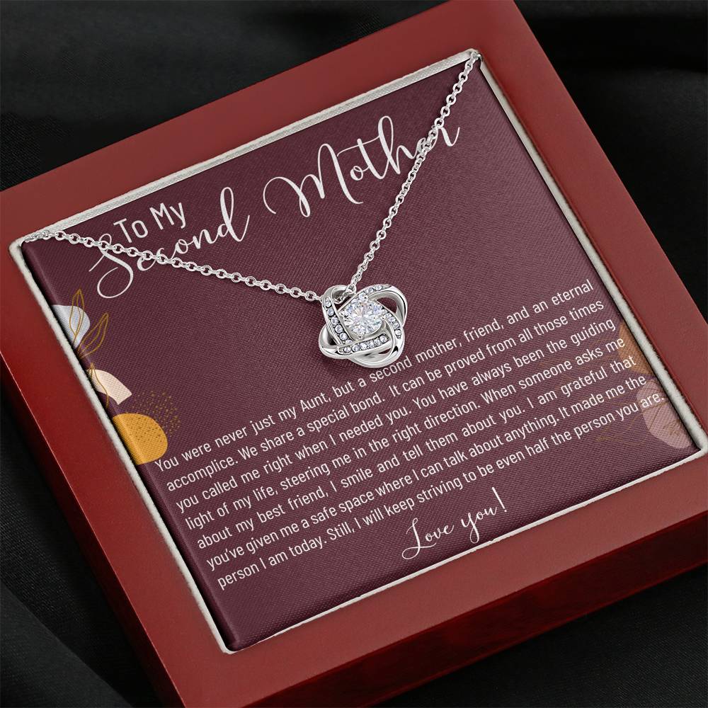 Personalized Gift For Second Mother Necklace for Her Birthday Gift Love Knot Necklaces for Women with Message  Card