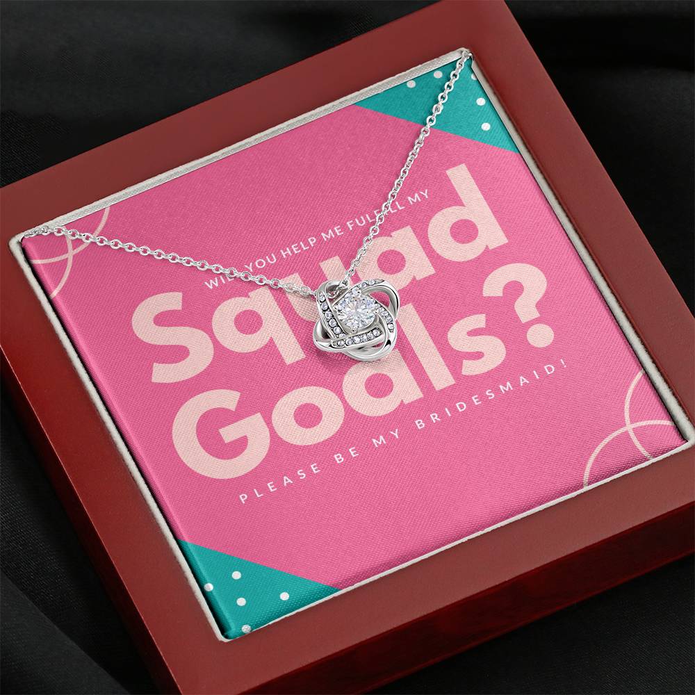Pink and Blue Accents Be My Bridesmaid Invitation Love Knot Necklace