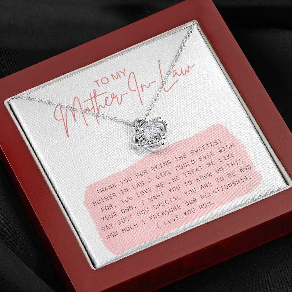 Personalized Gift For Mother In Law Love Knot Pendent From Bride Groom On Birthday Mother's Day