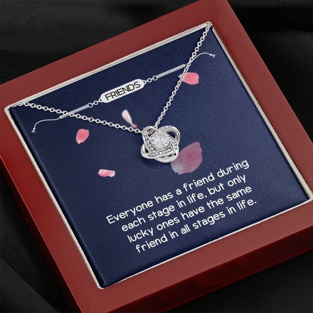 Personalized BFF Bestfriend Necklace  for Her Valentines Birthday Anniversary Gift Love Knot Necklace for Women with Message  Card
