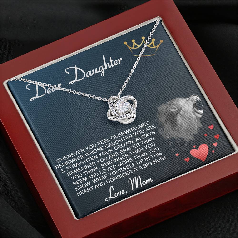 Personalized Gift Daughter Necklace for Mom Valentines Birthday Gift Silver Jewelry Love Knot Necklace for Women with Message  Card