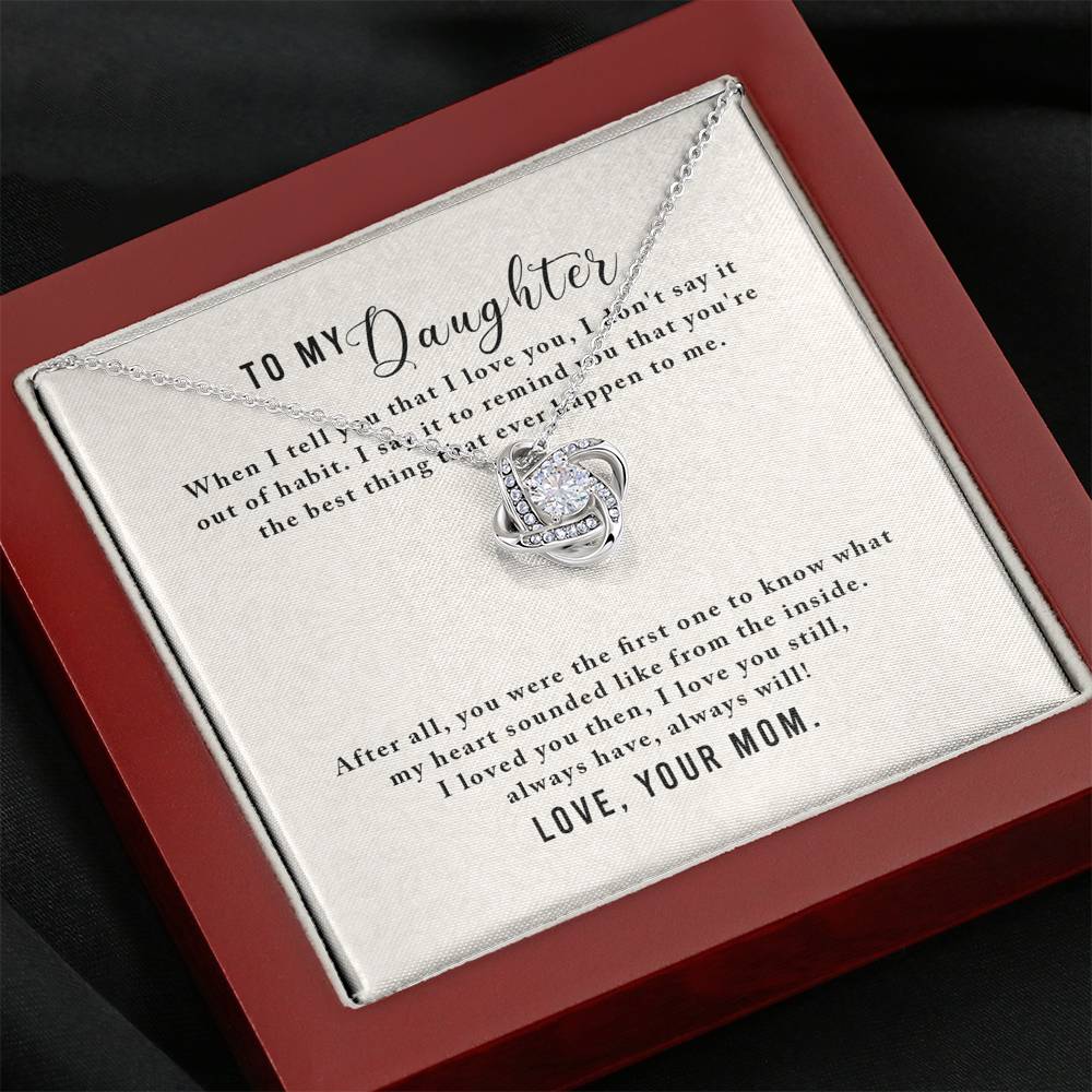 Personalized To my Daughter Necklace  for Her Valentines Birthday Gift Love Knot Necklace for Women with Message  Card