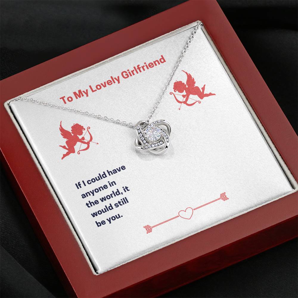 Personalized To My Girlfriend Necklace  for Her Birthday Valentines Anniversary Gift for Girlfriend Love Knot Necklace for Women with Message  Card
