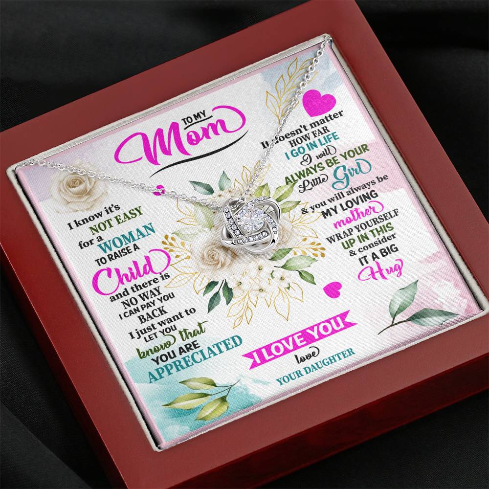 Personalized Gift Mother Necklace for Her Valentines Birthday  Gift Love  Knot Necklace for Women with Message  Card
