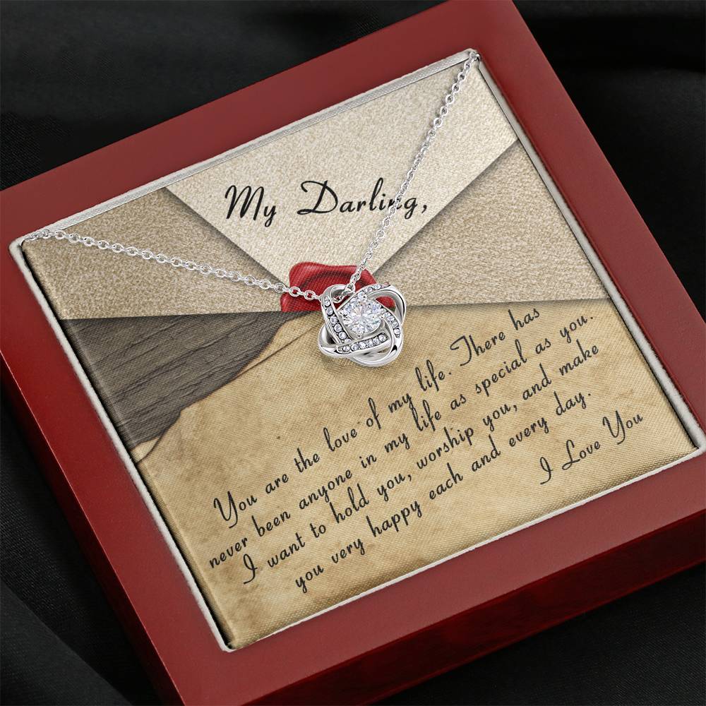 Personalized Girlfriend Wife Necklace  for Her Valentines Birthday Anniversary Gift Love Knot Necklace for Women with Message  Card