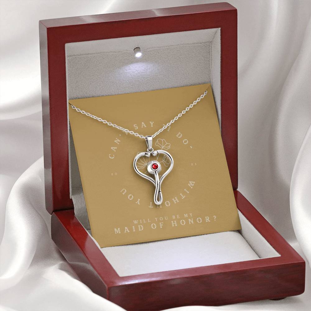Necklace Gift For Women Heart Pendent To Be My Maid Of Honor On Bridal Shower Wedding Gift With The Message Card From Bride