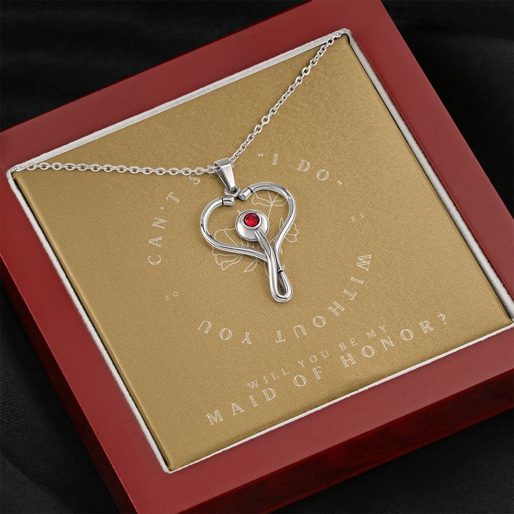 Necklace Gift For Women Heart Pendent To Be My Maid Of Honor On Bridal Shower Wedding Gift With The Message Card From Bride
