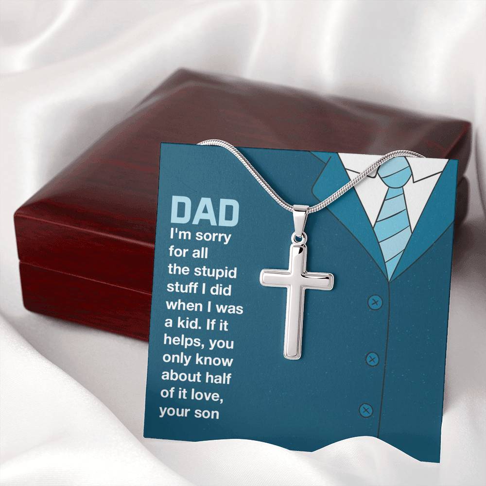 Father Necklace, Father's Day Gift, Artisan Cross Necklace, Husband Gift, Gift For Husband, First Father's Day, Gift For Him