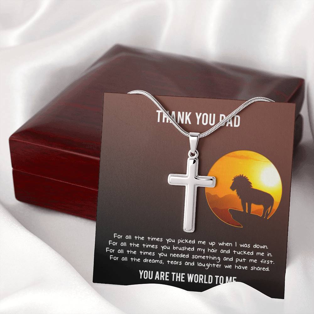 Gift for dad, engraved cross necklace, Father’s Day personalized Gift, Fathers Day Gift for Stepdad, Dad Cross Necklace.