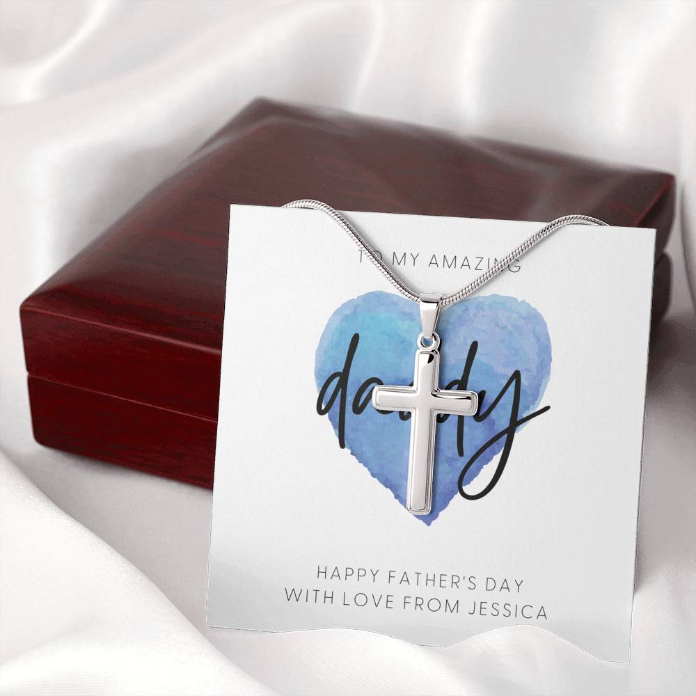 Father's Day Gift Necklace for Dad, Gift from Daughter to Dad, Cross Necklace Gift, Thoughtful Gift