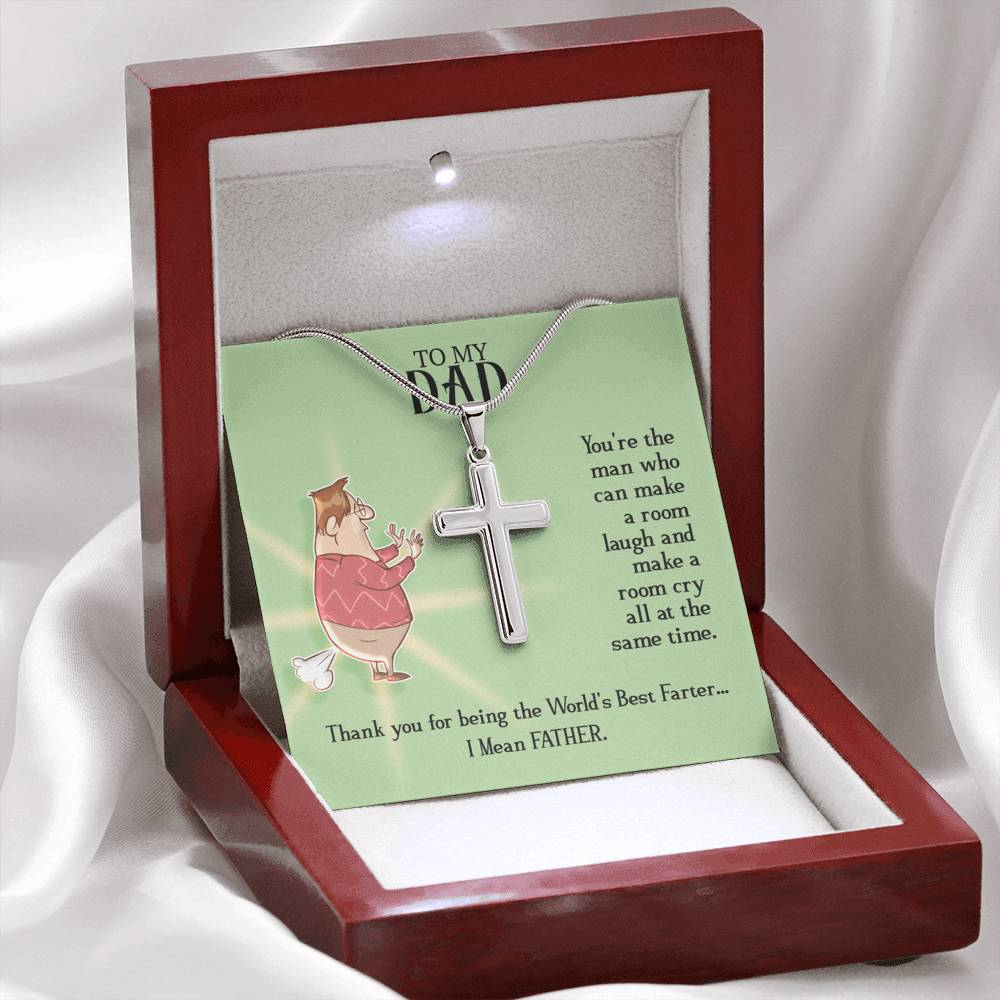 To My Daddy Necklace, Gift Father's Day, Gift For Dad, Cross Necklace Chain, Mens Cross Necklace
