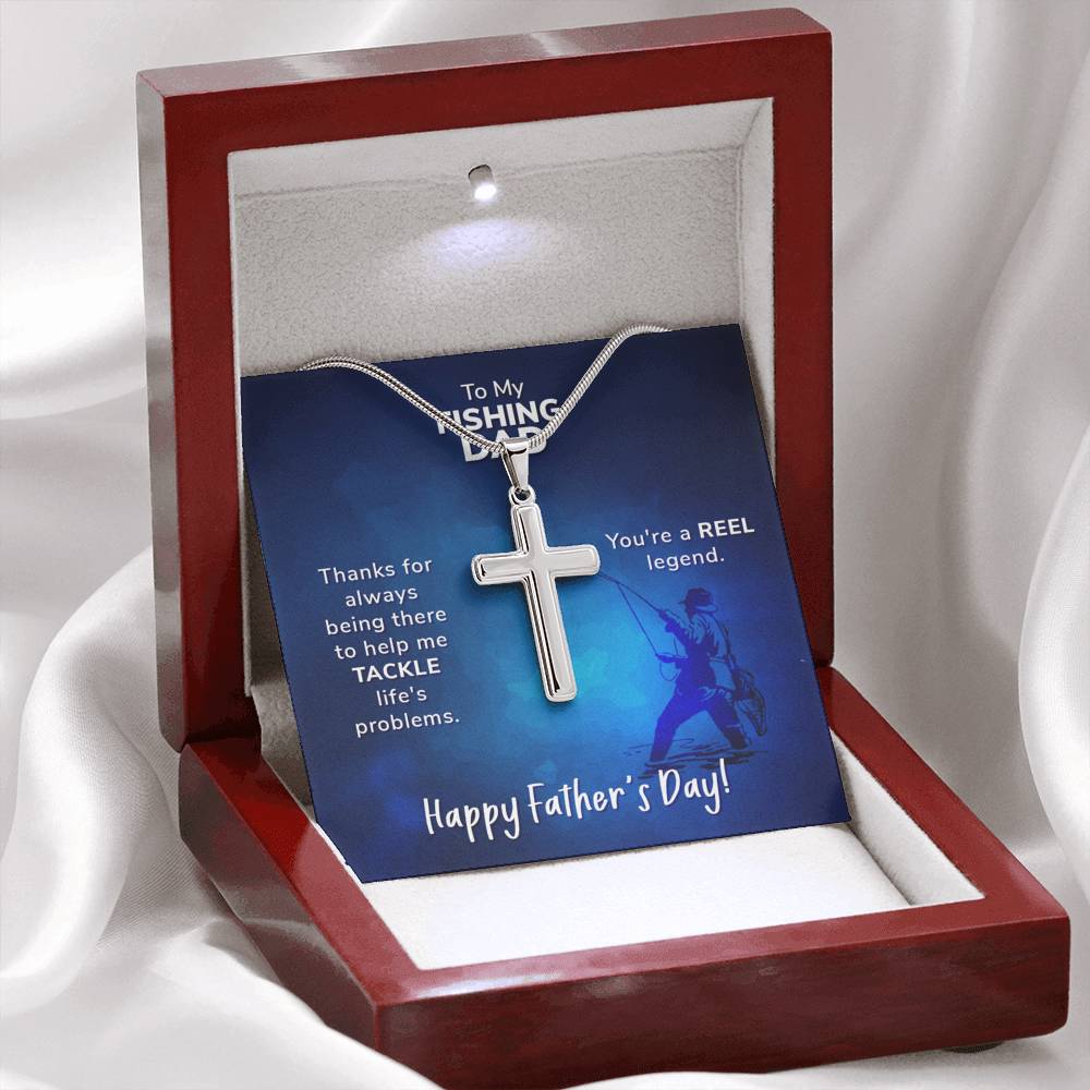 To My Fishing Dad. Thanks for always being there Cross Necklace Template