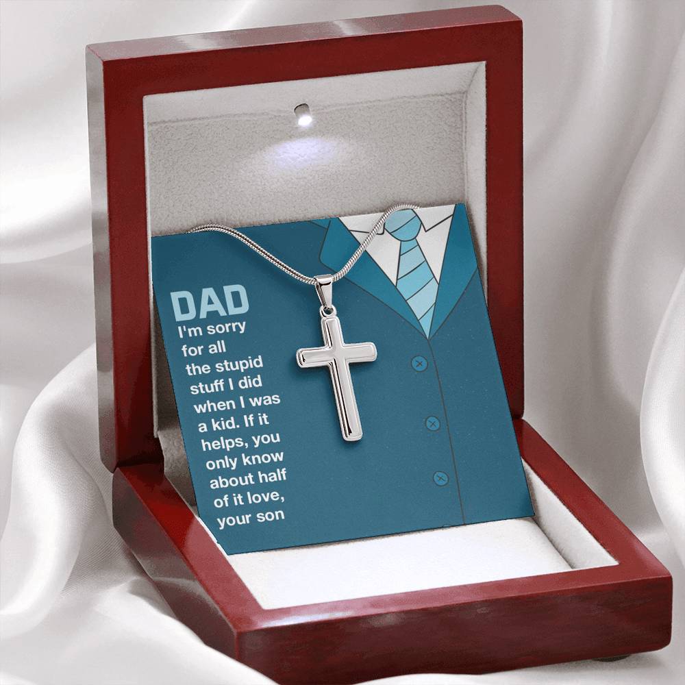 Father Necklace, Father's Day Gift, Artisan Cross Necklace, Husband Gift, Gift For Husband, First Father's Day, Gift For Him
