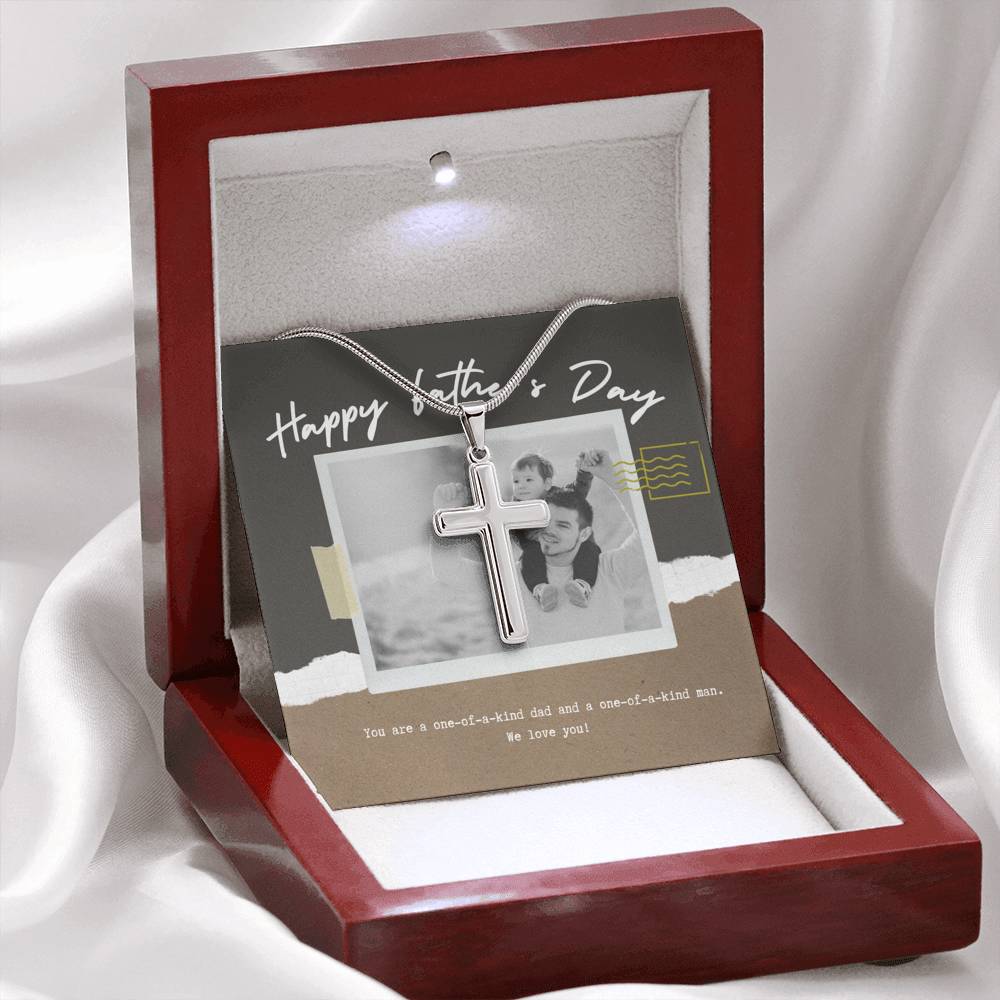 Personalized Gift for Dad, Father's Day Cross Gift Necklace, Gift from Siblings