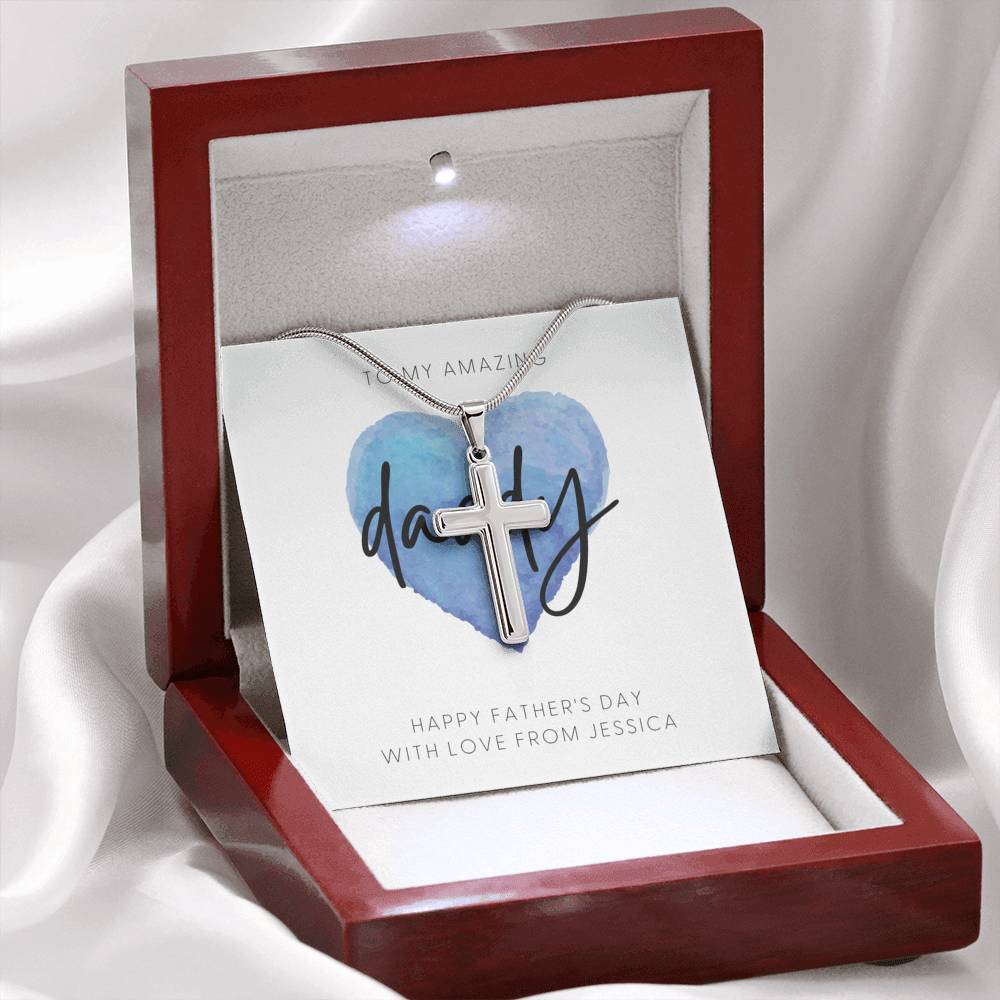 Father's Day Gift Necklace for Dad, Gift from Daughter to Dad, Cross Necklace Gift, Thoughtful Gift