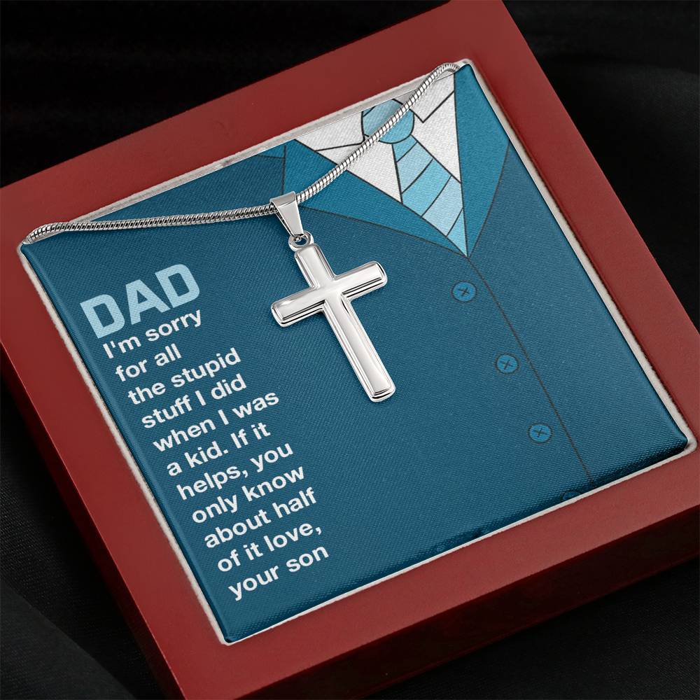 Father Necklace, Father's Day Gift, Artisan Cross Necklace, Husband Gift, Gift For Husband, First Father's Day, Gift For Him