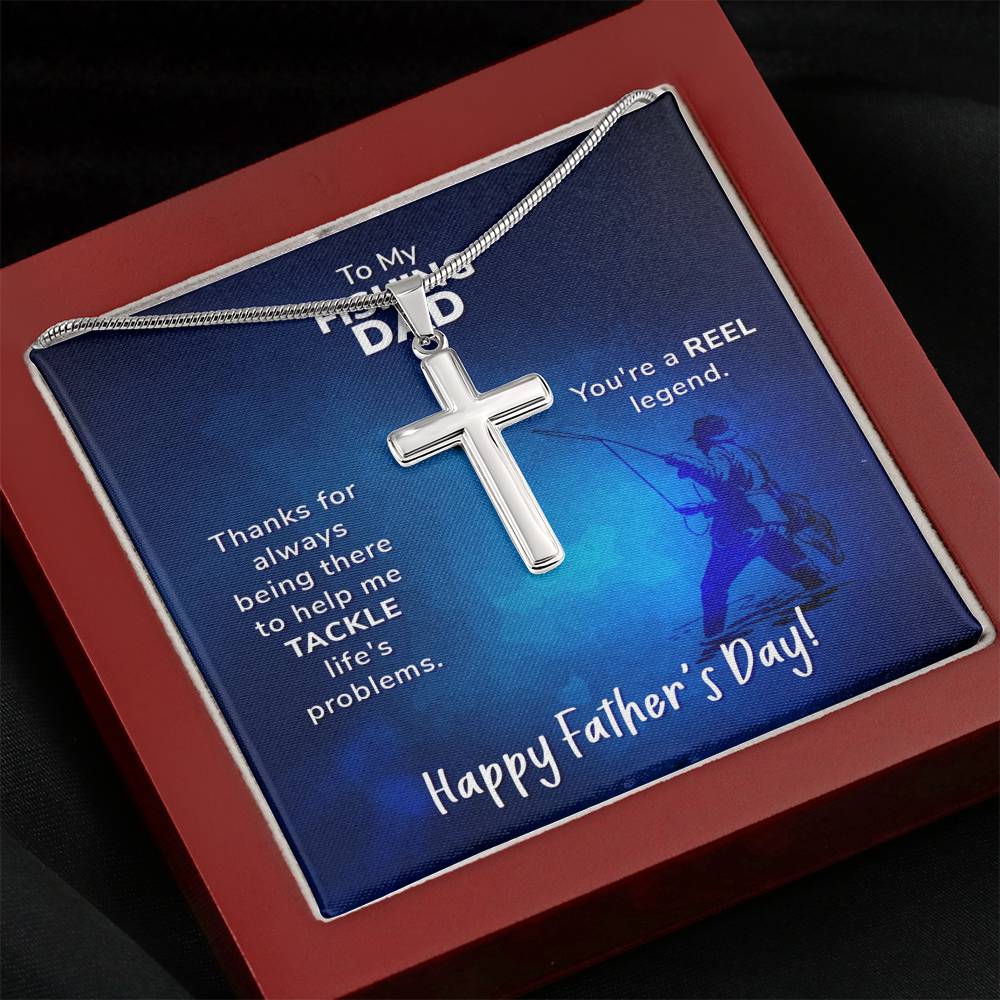 To My Fishing Dad. Thanks for always being there Cross Necklace Template