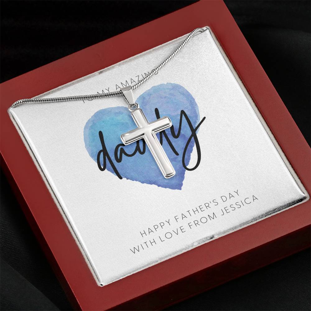 Father's Day Gift Necklace for Dad, Gift from Daughter to Dad, Cross Necklace Gift, Thoughtful Gift
