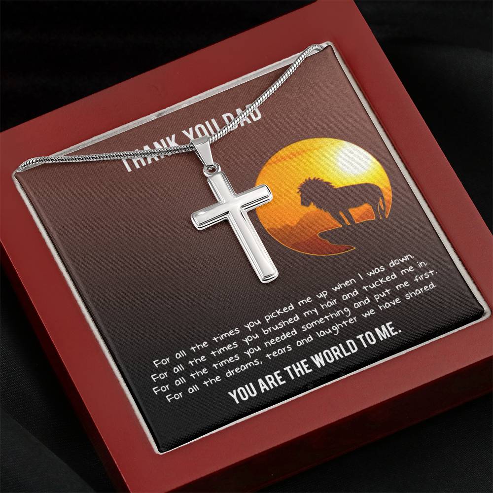 Gift for dad, engraved cross necklace, Father’s Day personalized Gift, Fathers Day Gift for Stepdad, Dad Cross Necklace.
