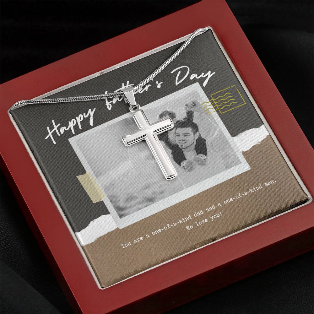 Personalized Gift for Dad, Father's Day Cross Gift Necklace, Gift from Siblings