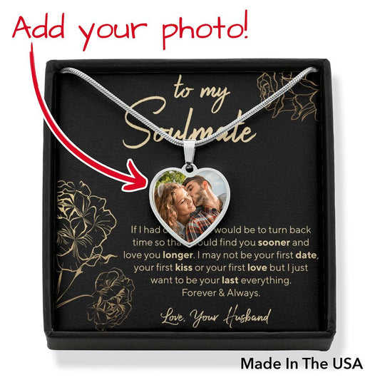 Personalized Necklace, Soulmate Necklace, Add Picture, Valentine Day Gift for Her, Pendant Necklace Wife, Gift for Girlfriend, Personalized Message Card