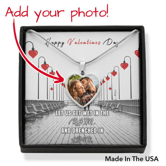 Picture Heart Necklace Pendant Valentine Jewelry Photo Friend Frame Shape Valentines Gift Silver Love Women Gold Tone Valentine’s Day
