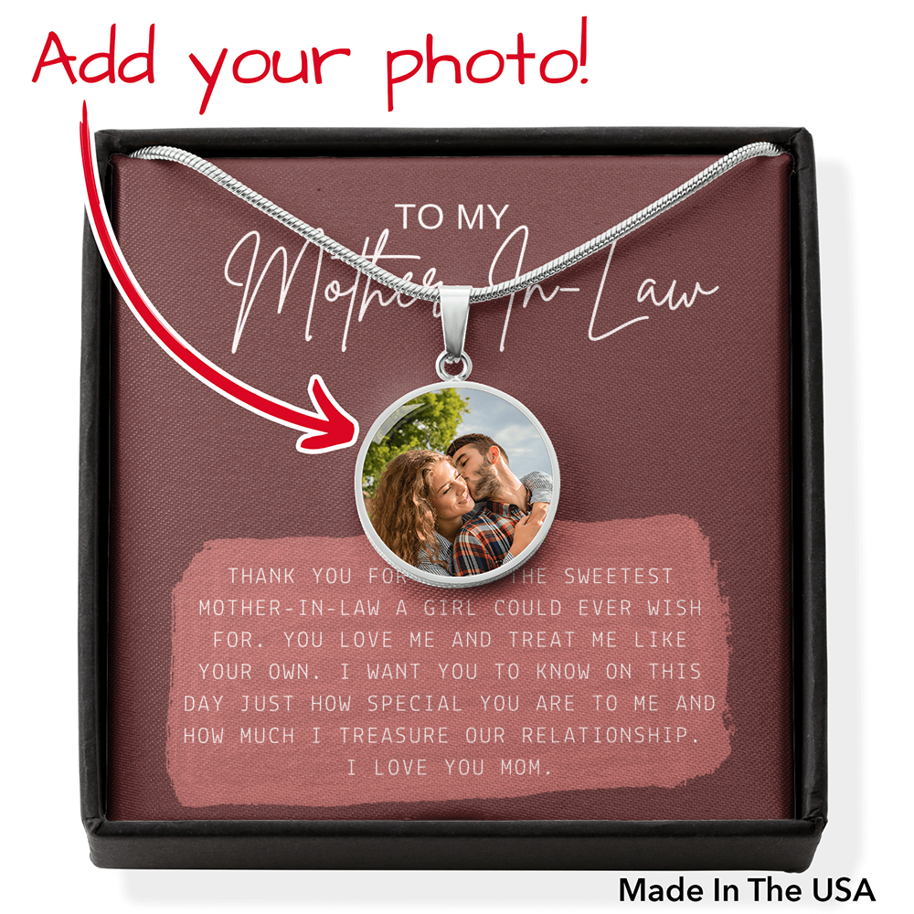 Necklace Gift For Mother In Law Mom Grandma Customized Picture Pendent Thank You Gift For Groom's Mom Bride's Mom On Mother's Day Birthday