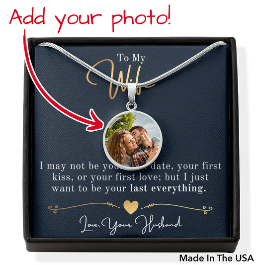 Personalized Necklace, Circle Necklace, Valentine Day Gift for Her, Pendant Necklace Wife, Gift for Girlfriend, Personalized Message Card