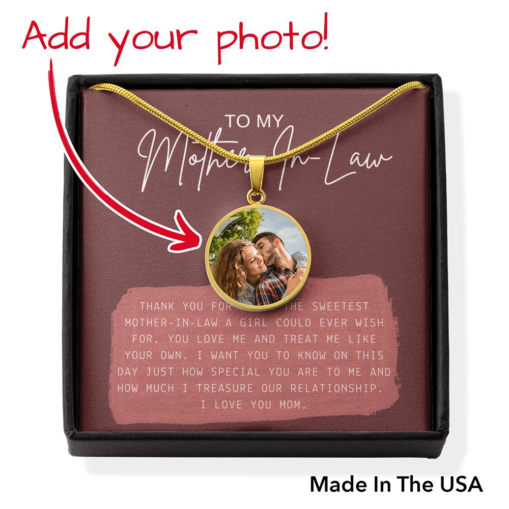 Necklace Gift For Mother In Law Mom Grandma Customized Picture Pendent Thank You Gift For Groom's Mom Bride's Mom On Mother's Day Birthday