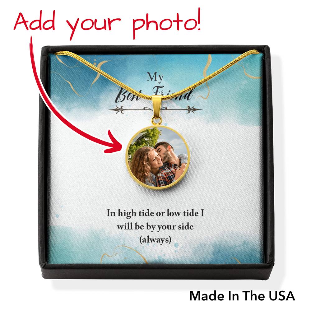 Circle Custom Engraved  Photo Pendant Love Silver Chain Gift You SterlingWomen Crystal Jewelry