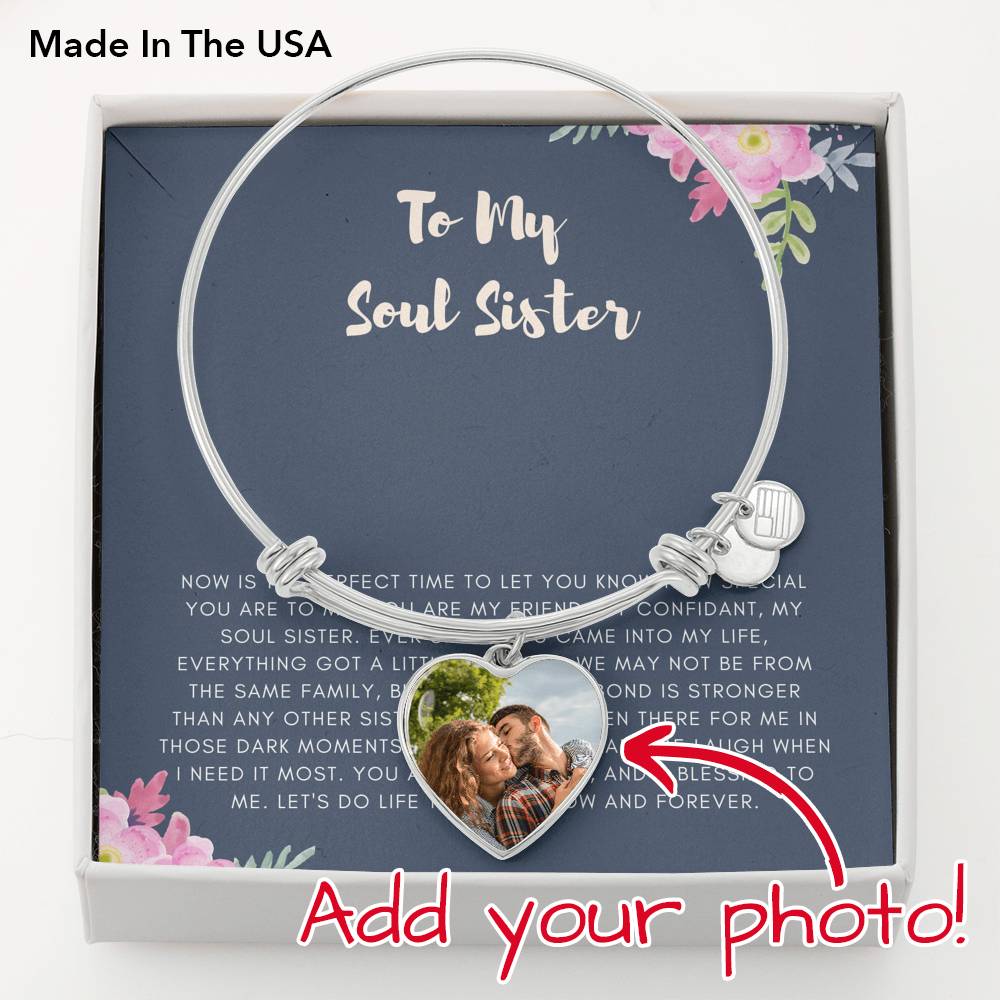 To My Soul Sister Cousin Best Friend Customized Picture Necklace Gift With The Message Card For Birthday Wedding Graduation Gift