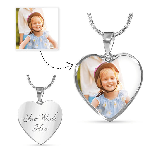 Necklace Picture Personalized Photo Custom Pendant, Love Gift Jewelry Engraved Text