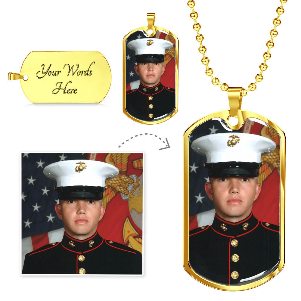 Dog Tag Necklace Custom Picture Engraved Personalized Men Text Photo Pendant Personalized USA Army Id Gift Personalize Back Initial