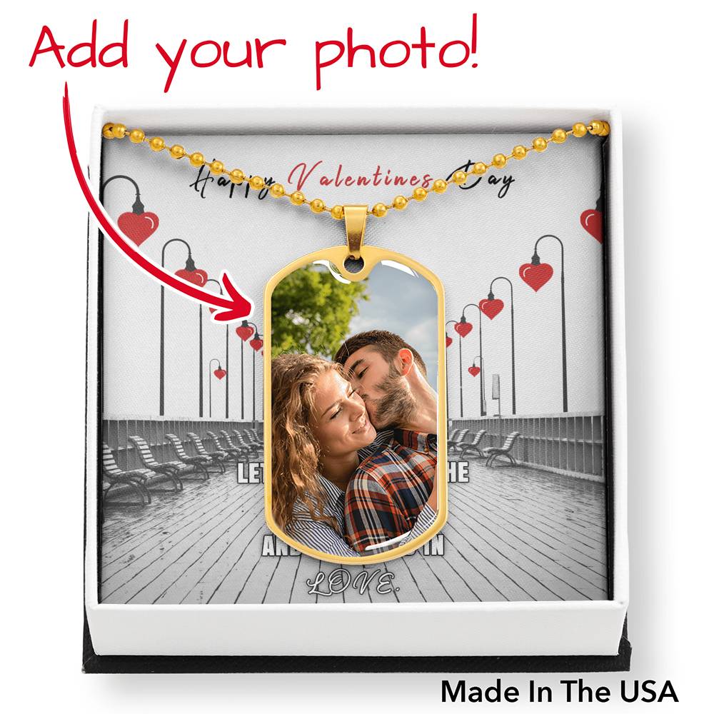 Dog Tag Necklace Pendant Valentine Jewelry Photo Friend Frame Shape Valentines Gift Silver Love Women Gold Tone Valentine’s Day