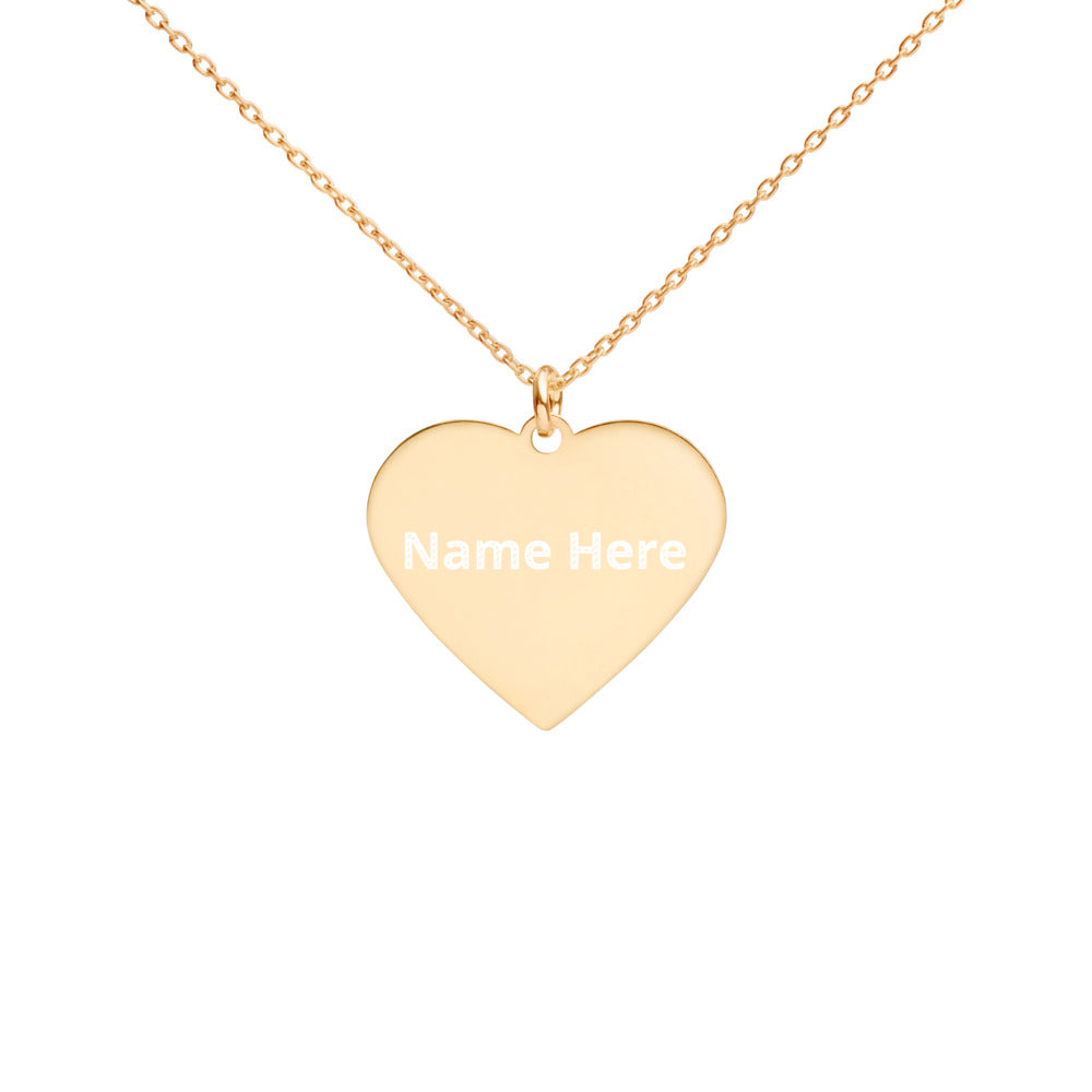 Engraved Silver Heart Necklace - Simple